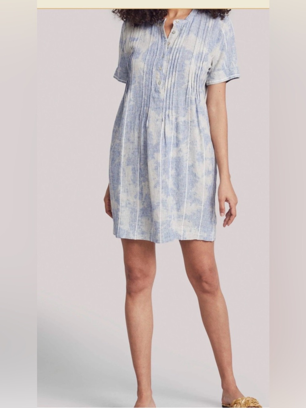 Faherty Gemina woven linen sky dress size medium